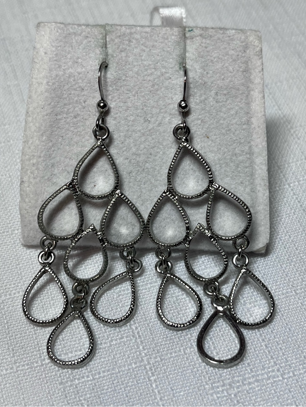 Vintage Silver Multi-Teardrop Chandelier Earrings - Vintage